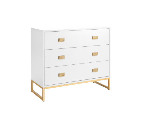 Sarantino Amara Chest Of Drawers Tallboy Dresser - White/gold