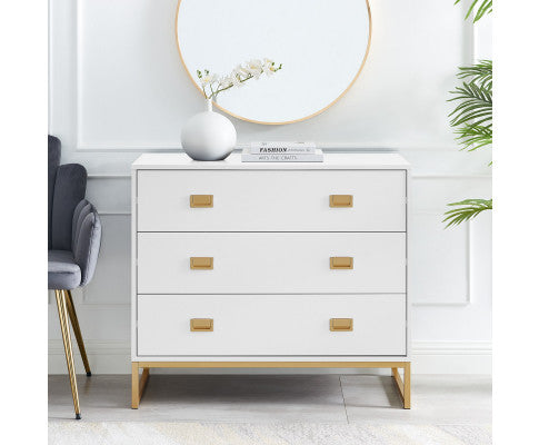 Sarantino Amara Chest Of Drawers Tallboy Dresser - White/gold