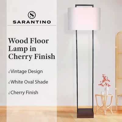 Sarantino Wood Floor Lamp in Cherry Finish