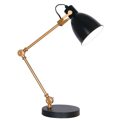 Sarantino Adjustable Metal Table Lamp In Black And Gold