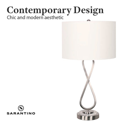 Sarantino Contemporary Table Lamp In Nickel Finish