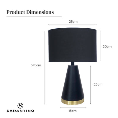 Sarantino Metal Table Lamp in Black and Gold