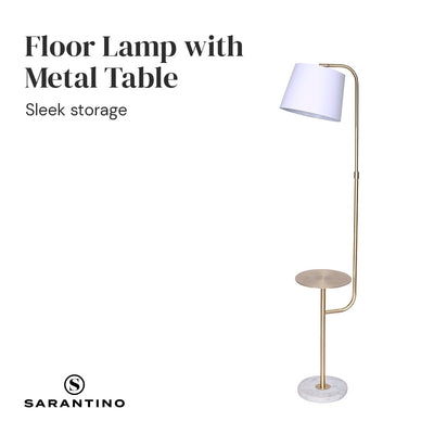 Sarantino Marble & Metal End Table Top Floor Lamp