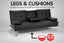 Sarantino Rochester Faux Leather Sofa Bed Lounge Couch Futon Furniture Suite - Black