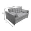 Sarantino Quincy 2-Seater Velvet Sofa Bed in Dark Grey with Wooden Frame and Tufted Design
