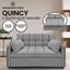 Sarantino Quincy 2-Seater Velvet Sofa Bed in Dark Grey with Wooden Frame and Tufted Design