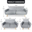 Sarantino 6-Seater Linen Sofa Set Couch Futon - Light Grey