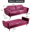 Sarantino Faux Velvet Tufted Sofa Bed Couch Futon - Burgundy