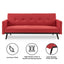 Sarantino Tufted Faux Linen 3-Seater Sofa Bed with Armrests - Red