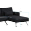Sarantino Mia 3-Seater Sofa Bed with Chaise & 3 Pillows - Black