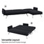 Sarantino Mia 3-Seater Sofa Bed with Chaise & 3 Pillows - Black