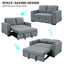 Sarantino Hoffman Linen Sofa Bed with Cushions & Cup Holders Airforce Blue