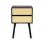 Sarantino Ivan Bedside Table Night Stand - Black/natural