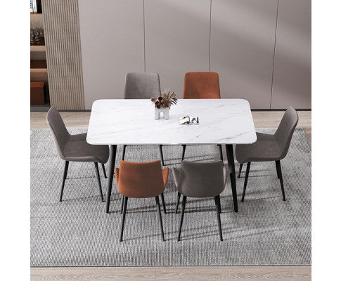 120x60cm Matte Black Minimalist Slate Kitchen Dining Table Marble Lunch Dinner Table Solid Metal Legs