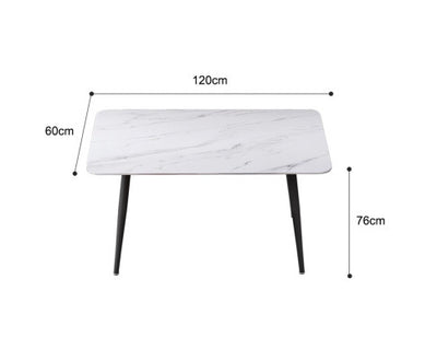 120x60cm Matte Black Minimalist Slate Kitchen Dining Table Marble Lunch Dinner Table Solid Metal Legs