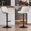 SERENITà White Modern Height Adjustable Swivel Bar Stools Upholstered Leather Barstool Kitchen Island Chairs with Metal Frame (Set of 2)