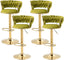 SERENITà 2x Height Adjustable Swivel Bar Stool Velvet Golden Base Barstools Chairs Padded Seat Olive Green