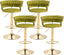 SERENITà 2x Height Adjustable Swivel Bar Stool Velvet Golden Base Barstools Chairs Padded Seat Olive Green