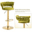 SERENITà 2x Height Adjustable Swivel Bar Stool Velvet Golden Base Barstools Chairs Padded Seat Olive Green