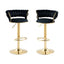 SERENITÃƒÆ’Ã‚Â  Black Velvet Seat Kitchen Breakfast Bar Stools Counter Height Barstools with Back Cushioned Chairs for Home Bar x2