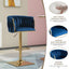 SERENITÃƒÆ’Ã‚Â  Modern Velvet Breakfast Bar Stools Swivel Barstools Adjustable Counter Stools with Backrest Set of 2 Navy Blue