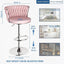 SERENITÃƒÂ  Modern Silver Swivel Upholstered Velvet Adjustable Height Counter Stool with Metal Frame Pink (Set of 2)