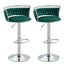 SERENITÃƒÂ  Silver Swivel Upholstered Velvet Adjustable Height Counter Stool with Metal Frame Emerald Green (Set of 2)
