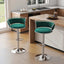 SERENITÃƒÂ  Silver Swivel Upholstered Velvet Adjustable Height Counter Stool with Metal Frame Emerald Green (Set of 2)