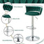 SERENITÃƒÂ  Silver Swivel Upholstered Velvet Adjustable Height Counter Stool with Metal Frame Emerald Green (Set of 2)