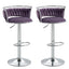 SERENITÃƒÆ’Ã‚Â  Silver Swivel Upholstered Velvet Adjustable Height Counter Stool with Metal Frame Voilet (Set of 2)