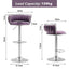 SERENITÃƒÆ’Ã‚Â  Silver Swivel Upholstered Velvet Adjustable Height Counter Stool with Metal Frame Voilet (Set of 2)