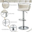 SERENITÃƒÆ’Ã‚Â  Silver Swivel Upholstered Velvet Adjustable Height Counter Stool with Metal Frame White (Set of 2)