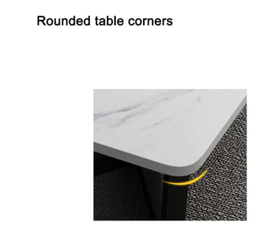 120x60cm Matte Black Minimalist Slate Coffee Table Marble Tea Table Living Room Rectangle Cocktail Side Table Solid Metal Legs