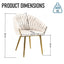 SERENITà Ivory Modern Velvet Dining Chairs, Upholstered Living Room Chair with Woven Back and Golden Metal Legs, Mid-Century Accent Set of 2(Ivory)