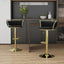 SERENITà Golden Swivel Upholstered Velvet Adjustable Height Counter Stool with Metal Frame Black (Set of 2)