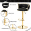 SERENITà Golden Swivel Upholstered Velvet Adjustable Height Counter Stool with Metal Frame Black (Set of 2)