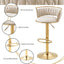 SERENITà Golden Swivel Upholstered Velvet Adjustable Height Counter Stool with Metal Frame Ivory (Set of 2)