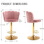 SERENITÃƒÂ  Swivel Bar Stools Bar Height Set of 2 Adjustable Upholstered Counter Barstool Velvet Bar Chairs with Back/Gold Base for Kitchen Island/Bar/Cafe-Pink