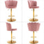 SERENITÃƒÂ  Swivel Bar Stools Bar Height Set of 2 Adjustable Upholstered Counter Barstool Velvet Bar Chairs with Back/Gold Base for Kitchen Island/Bar/Cafe-Pink