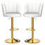 SERENITÃƒÂ  Swivel Bar Stools Bar Height Set of 2 Adjustable Upholstered Counter Barstool Velvet Bar Chairs with Back/Gold Base for Kitchen Island/Bar/Cafe-White