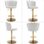 SERENITÃƒÂ  Swivel Bar Stools Bar Height Set of 2 Adjustable Upholstered Counter Barstool Velvet Bar Chairs with Back/Gold Base for Kitchen Island/Bar/Cafe-White
