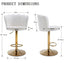 SERENITÃƒÂ  Swivel Bar Stools Bar Height Set of 2 Adjustable Upholstered Counter Barstool Velvet Bar Chairs with Back/Gold Base for Kitchen Island/Bar/Cafe-White