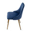 Viva Forever Set of 2 Blue Velvet Dining Chairs Ã¢â‚¬â€œ Art Deco Design with Gold Metal Legs