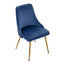 Viva Forever Set of 2 Blue Velvet Dining Chairs Ã¢â‚¬â€œ Art Deco Design with Gold Metal Legs