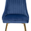 Viva Forever Set of 2 Blue Velvet Dining Chairs Ã¢â‚¬â€œ Art Deco Design with Gold Metal Legs