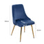 Viva Forever Set of 2 Blue Velvet Dining Chairs Ã¢â‚¬â€œ Art Deco Design with Gold Metal Legs