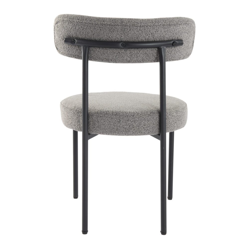 Plush Boucle Cushioned Elsa Dining Chairs in Slate Grey