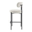 Sleek White Quartz Metal Boucle Elsa Bar Stools