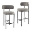 Contemporary Grey Boucle Elsa Low Bar Stools