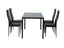 5PC Indoor Dining Table and Chairs Dinner Set Glass Leather Kitchen-Black